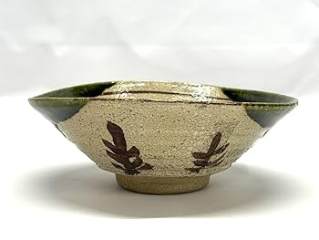 Amazon.co.jp: G691 保管品 織部焼 松本鐵山 平茶碗 共箱 抹茶碗